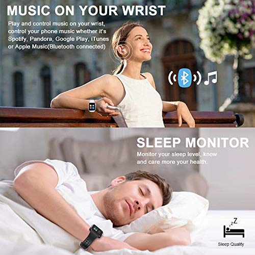 Smart Watch Compatible iOS iPhone Android Samsung，WJPILIS Bluetooth Smart Watch Touchscreen Fitness Activity Tracker with Camera Sleep Monitor Step Counter SIM SD Card Slot for Women Men Kids (Black)
