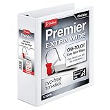 Cardinal Premier Easy Open Extra-Wide 3-Ring Binder, 3", ONE-Touch Easy Open Locking Slant-D Rings, 650-Sheet Capacity, ClearVue Cover, White (13330)