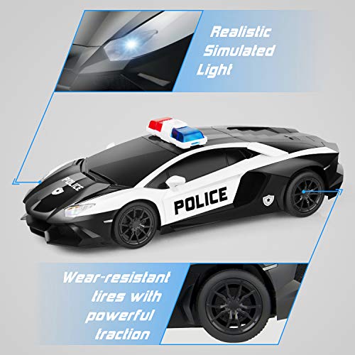DARVIQS Remote Control Car for Kids, RC Police Car with High Speed 2.4Ghz Rechargeable Batteries, Anti-Collision Remote Control Cop Vehicle Toy with Lights, Great Xmas Gift for Boys Girls - Thumbnail 3