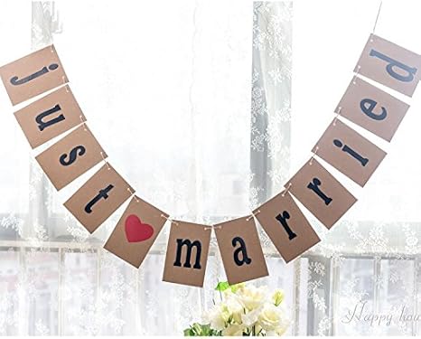 Amazon Just Married ガーランド アルミバルーン ウエディング グッズ セット 結婚式 二次会 イベント パーティーに 茶色 小文字 Just Married 風船 バルーン ホビー