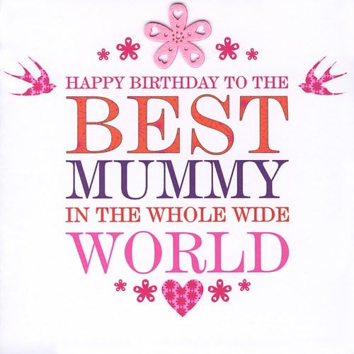 Claire Giles Greeting Cards, Happy Birthday Mummy Card, Pink Star and Flowers Design Birthday Greeting Card