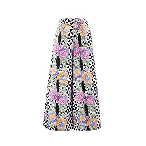 Von Java High Waisted Palazzo Pants (Large, Puteri Triangle Black and White)