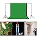 Excelvan Background Stand Support System Kit Photography Set 10 x 6.5FT and Green Black White Non-woven Backdrop 9 x 6FT
