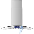 JOEAONZ 36 Inch Island Range Hood 700CFM Gesture & Touch Control Ceiling Mount Stainless Steel Ducted/Ductless Convertible, Ceiling Mount Vent Hood, Baffle Filter Exhaust Fan Extractor