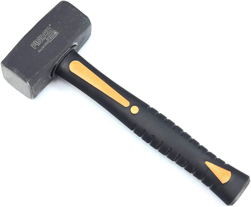 Finder Drilling Hammer Fiberglass Engineering Sledge Hammer, 3.3 Pound (1500 g) Crack Hammer with Heavy Duty Forged Steel Construction and No-Slip Cushion Grip