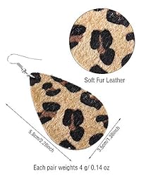 Gejoy - 8 pares de pendientes de piel con diseño de leopardo, ligeros, pendientes de lágrima, pendientes de hoja de piel, pendientes colgantes antiguos para mujeres y niñas