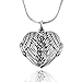 925 Oxidized Sterling Silver Celtic Angel Wings Heart Locket Pendant on Alloy Necklace Chain