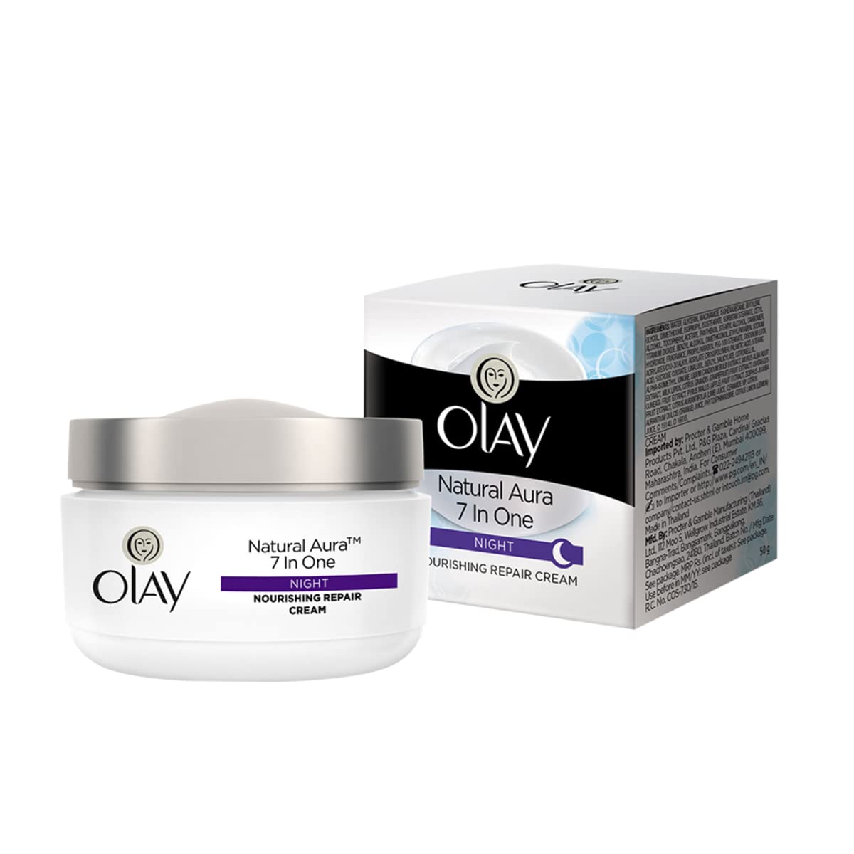 OLAY NATURAL WHITE 7 IN ONE NIGHT NOURISHING REPAIR CREAM 50 GM