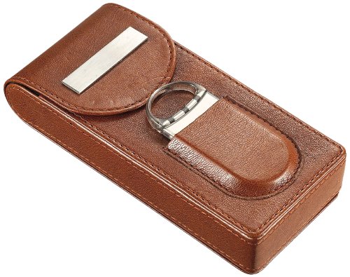 Visol VCASE706 Caldwell Brown Leather Cigar Case with Cigar Cutter