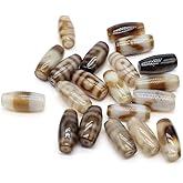 6 Pcs Tibetan Eye Dzi Agate Beads Natural Stone Mala Beads Religion Amulet for Rosary Prayer Jewelry Making
