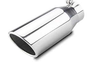 LCGP Bolt On Diesel Exhaust Tip 4", 6" outlet 15" Long Truck Tip, Rolled Angle Cut, Polished