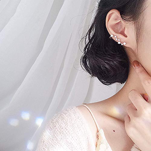 MSECVOI 925 Sterling Silver Ear Crawler - Cuff Earrings Cubic Zirconia Ear Climber Earrings for Women