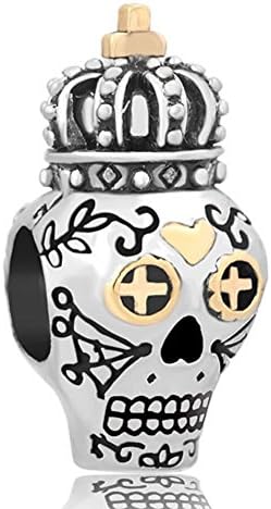 ClayCharm Skull Crown Charms Gold plated Beads fits Biagi &amp; Troll bracelets