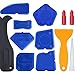 Hestya 12 Pieces Caulking Tool Kit Silicone Sealant Finishing Tool Grout Scraper Caulk Remover and Caulk Nozzle and Caulk Caps (Blue)