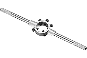 CoCud Die Stock Wrench, Fit M7-M9 / 13mm-25mm (OD) Round Dies, Nickel Plated Adjustable Die Handle Holder - (Applications: for Machine Thread Repair), 1-Piece