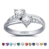 Lam Hub Fong Personalized Engagement Rings for Women Mothers Simulate Birthstones Rings Wedding Promise Rings for Her