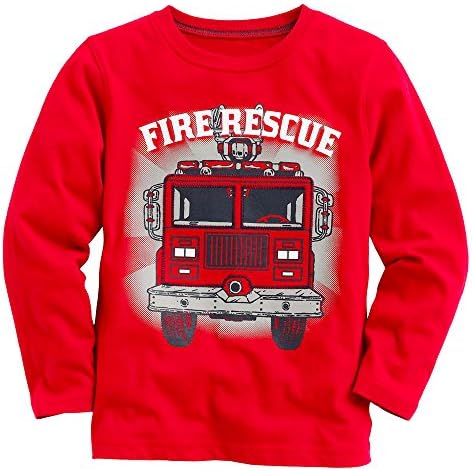 Endymion Meow Baby Boy Long Sleeve Fire Truck Red Tee Size 2T