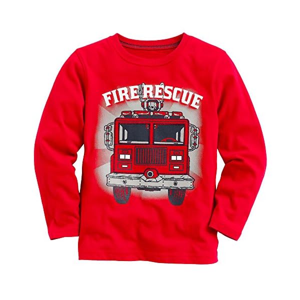 Endymion Meow Baby Boy Long Sleeve Fire Truck Red Tee