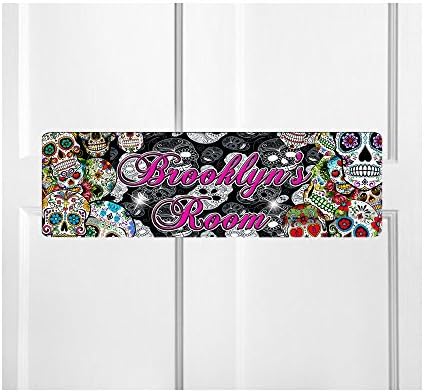 Personalized Kids Room Door Sign-Sugar Skulls Bedroom Door Sign-Room Plaque