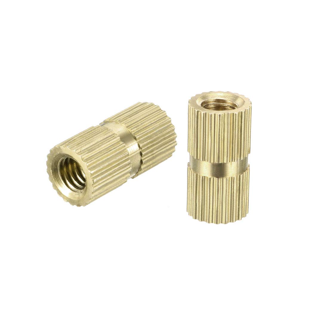 sourcing map Knurled Insert Nuts - 30Pcs M4 x 12mm Length x 6.4mm OD Female Thread Brass Threaded Insert Embedment Nut for 3D Printer