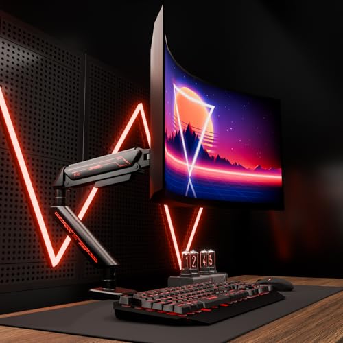 ETHU Single Monitor Arm, Adjustable Gas Spring Monitor Stand for 13-32 inch Monitor up to 9kg, Full Motion Computer Monitor Mount, LED/LCD Display Arm with VESA Pattern 75x75/100x100 Single Arm Black
