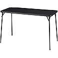 VECELO Folding Table Desk 47’’ with Collapsible Legs & Vinyl Upholstery, No Assembly Needed, Metal, Black
