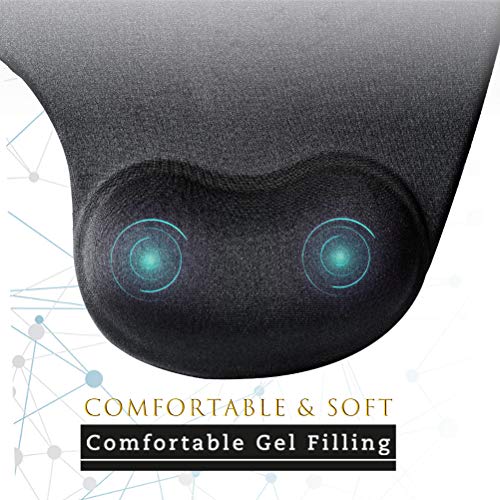 MROCO Ergonomic Mouse Pad with Gel Wrist Rest Comfortable Mouse Pad with Wrist Support, Pain Relief Mousepad with Non-Slip PU Base Mouse Mat for Home, Office & Travel, 11 x 8.7 inches, Black - Thumbnail 2