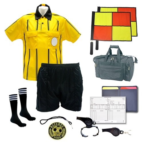 Referee Soccer Package Short Flag Whistles Duffel Bag Yellow Jersey