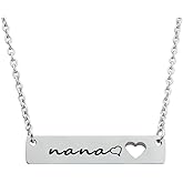 CHENVA Grandma Gifts Stainless Steel Bar Pendant Necklace for Mimi Nana Gigi Grandmother Jewelry