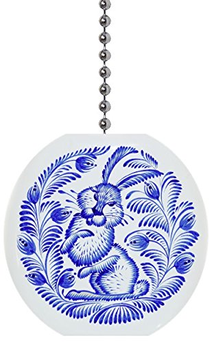 Folk Art Rabbit Solid Ceramic Fan Pull