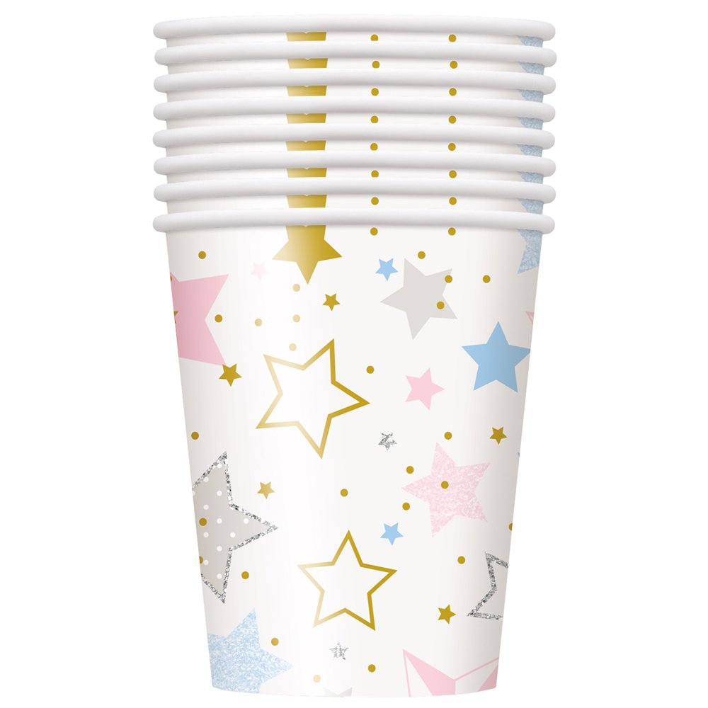 Multicolor Little Twinkle Star Paper Cups (9oz) Pack of 8 - Perfect for Parties and Celebrations — image 1