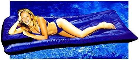 Inflatable Lounge Bed Floating Seat Air Inflate Beach Rectangular Tanning Blue Pillow Big Durable &amp; eBook by Easy&amp;FunDeals