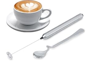 Electric Milk Frother Wand Foam Maker Mini Stirrer Stnless Steel Handheld Battery Operated Coffee Spoon Kitchen
