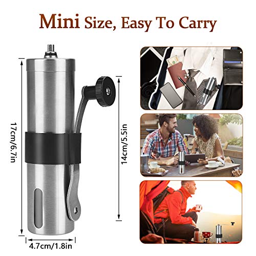 AVNICUD Manuelle Kaffeemühle, Keramik-Mühle mit einstellbarer Einstellung, tragbare Kaffeemühle aus gebürstetem… – Bild 7