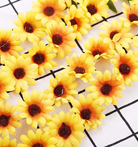 Milacolato 6-12Pcs Handmade Daisies Sunflower Headband Boho Floral Wreath Bridal Headpiece for Wedding Festivals Hair Accessories Yellow