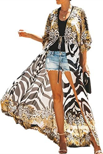 YouKD Summer Loose Kimono Bohemian Beach Bikini Cover Up Dress