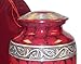 Trupoint Memorials Cremation Urns for Human Ashes, Decorative Burial Urn for Adult Men and Women, Large Red with Silver Lining