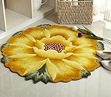 Luk Oil Sunflower Round Rug Mats Flowers Round Rugs Yellow Flowers Round the Bedroom Carpet 35.43-inch By 35.43-inch (Yellow)
