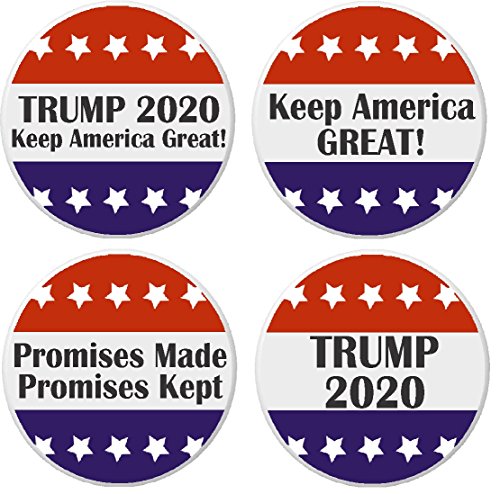 Set 4 Trump 2020 Keep America Great ! President Donald 1.25â€ Pinback Buttons Pins