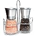 Salt and Pepper Grinder Set with Stand | Premium Stainless Steel Shakers | Top Ceramic Mill Adjustable From Fine to Coarse by BC Family Goods
