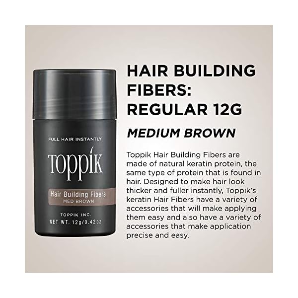 TOPPIK-Hair-Building-Fibers-Medium-Brown-12-g Toppik Hair Building Fibres Powder, Medium Brown, 12g Bottle - for A Thicker-looking Hairline, Crown and Beard, Instant…