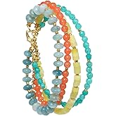 ZOSOJONA Boho Bracelets 4 Layered Natural Stone Agate Turquoise Crystals Beaded Bracelet for Women Teen Girls Birthday Jewelry Gifts