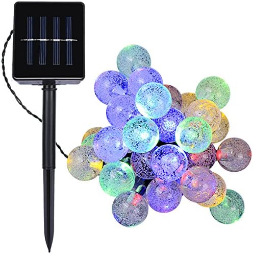 Solar String Lights 20ft 30 LED 8 Modes Outdoor Waterproof Fairy Orb Crystal Ball Christmas Lights for Garden Patio Wedding Party Bedroom Home Decoration (Multi-color)