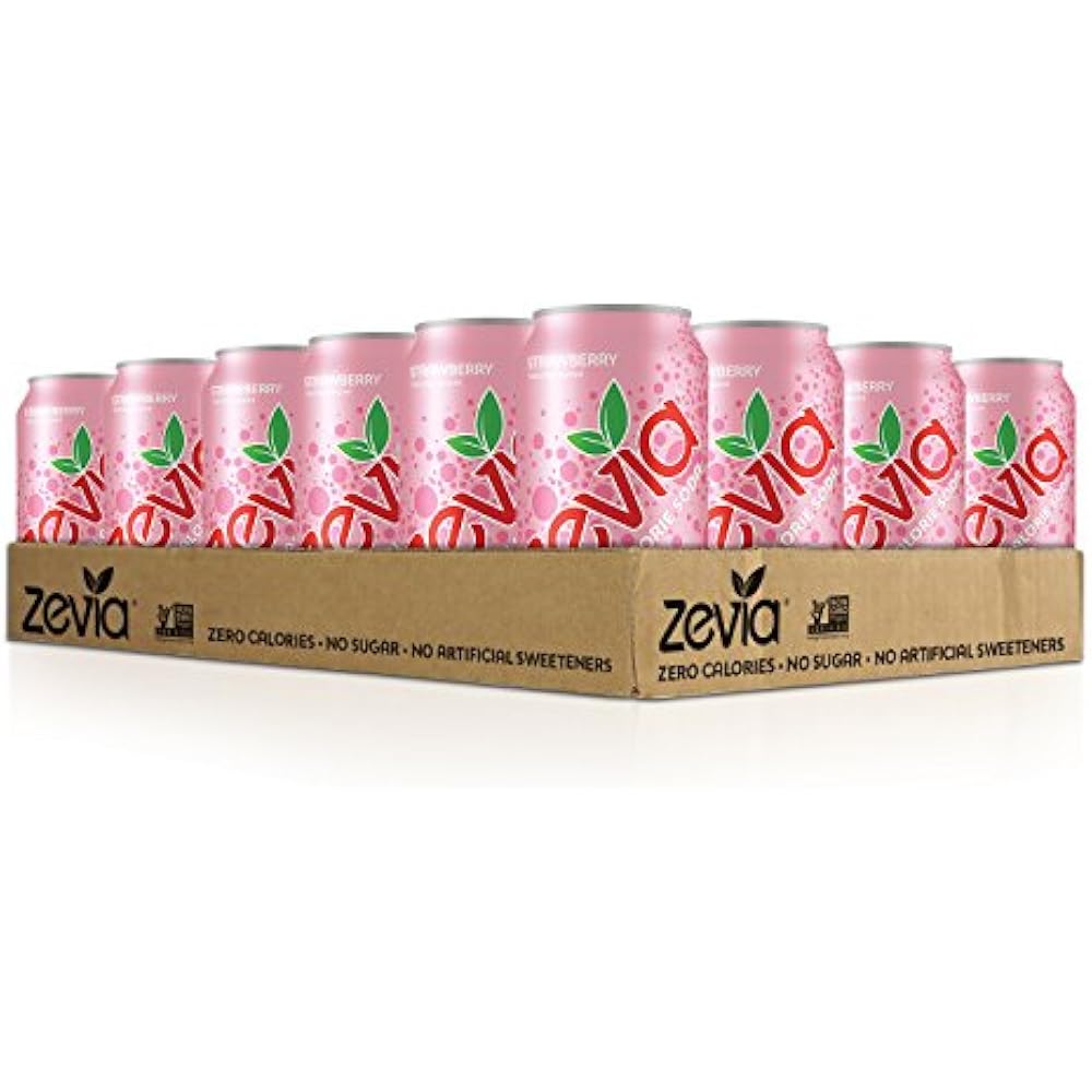 Zevia Zero Soft Drinks Calorie Soda, Strawberry, Naturally Sweetened