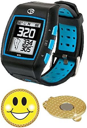 GolfBuddy WT5 Golf GPS/Rangefinder Watch (40k+ Preloaded Worldwide Courses) Bundle with Magnetic Hat Clip Ball Marker (Smiley Face)