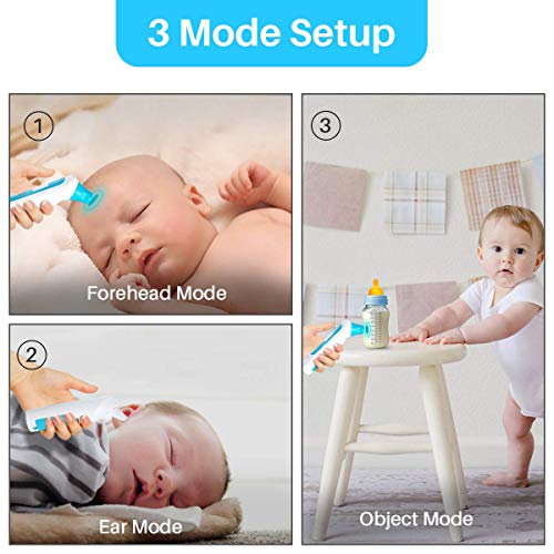 Digital Forehead and Ear Thermometer for Babies, Infants, Kids & Adults - FDA Approved Medical Grade Infrared Thermometer with Fever Alarm, Instant Accurate Reading and Memory Function