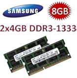 Samsung Original (Mihatsch & Diewald) 8GB Dual Channel Kit 2 x 4 GB 204 pin DDR3-1333 (1333Mhz, PC3-10600, CL9) - for Lenovo ThinkPad L412 / L420 / L512 / L520 / T410 / T410i / T410s / T510 / T510i / T520 / T520i / W510 / W520 / W701 / W701ds / X201 / X201t / X220 / X220i