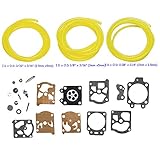 HIFROM K20-WAT Carburetor Rebuild Kit Diaphragm Gasket Needle Repair Carb Kit With 3 Size Fuel Line For Walbro Carb Echo Homelite Husqvarna Chainsaw String Trimmer