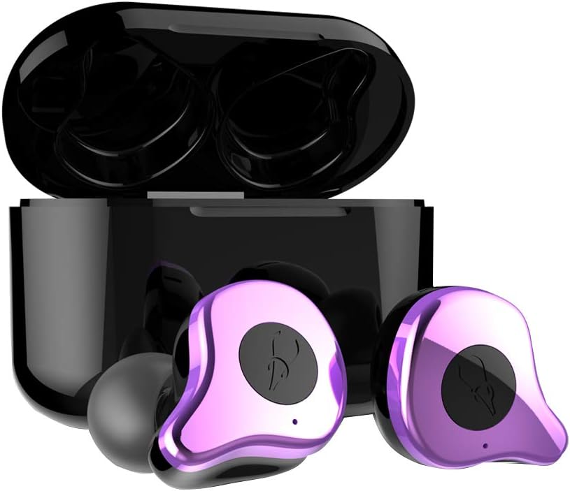 Sabbat True Wireless Earbuds, E12 Ultra Bluetooth 5.0 Headphones with Charging Case, Noise Cancelling Built in Mic TWS HiFi Bass Stereo in Ear 30 Hours Playtime Earphones for Android iPhone (Purple)