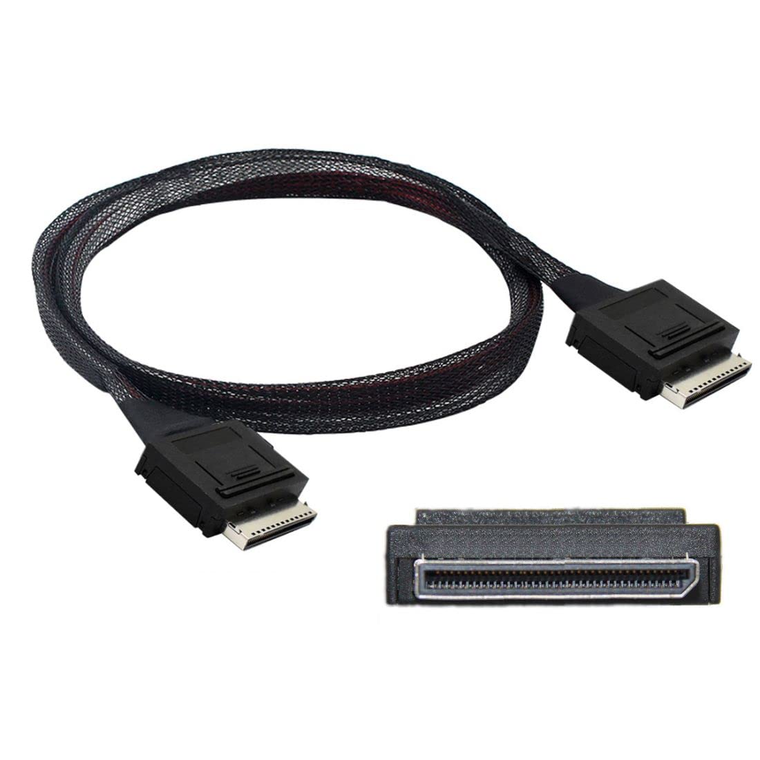 ChenYang OCuLink PCIe SFF-8611 8X 80pin Male to Male SSD Data Active Cable, 50cm, 16Gbps, Black, Outdoor, Server, Storage System